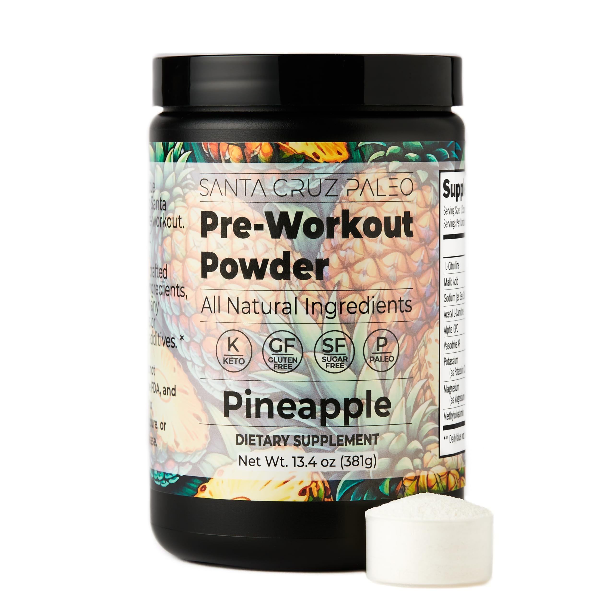 Santa Cruz Paleo gluten-free, keto, paleo-certified label on packaging communicates clean ingredients.