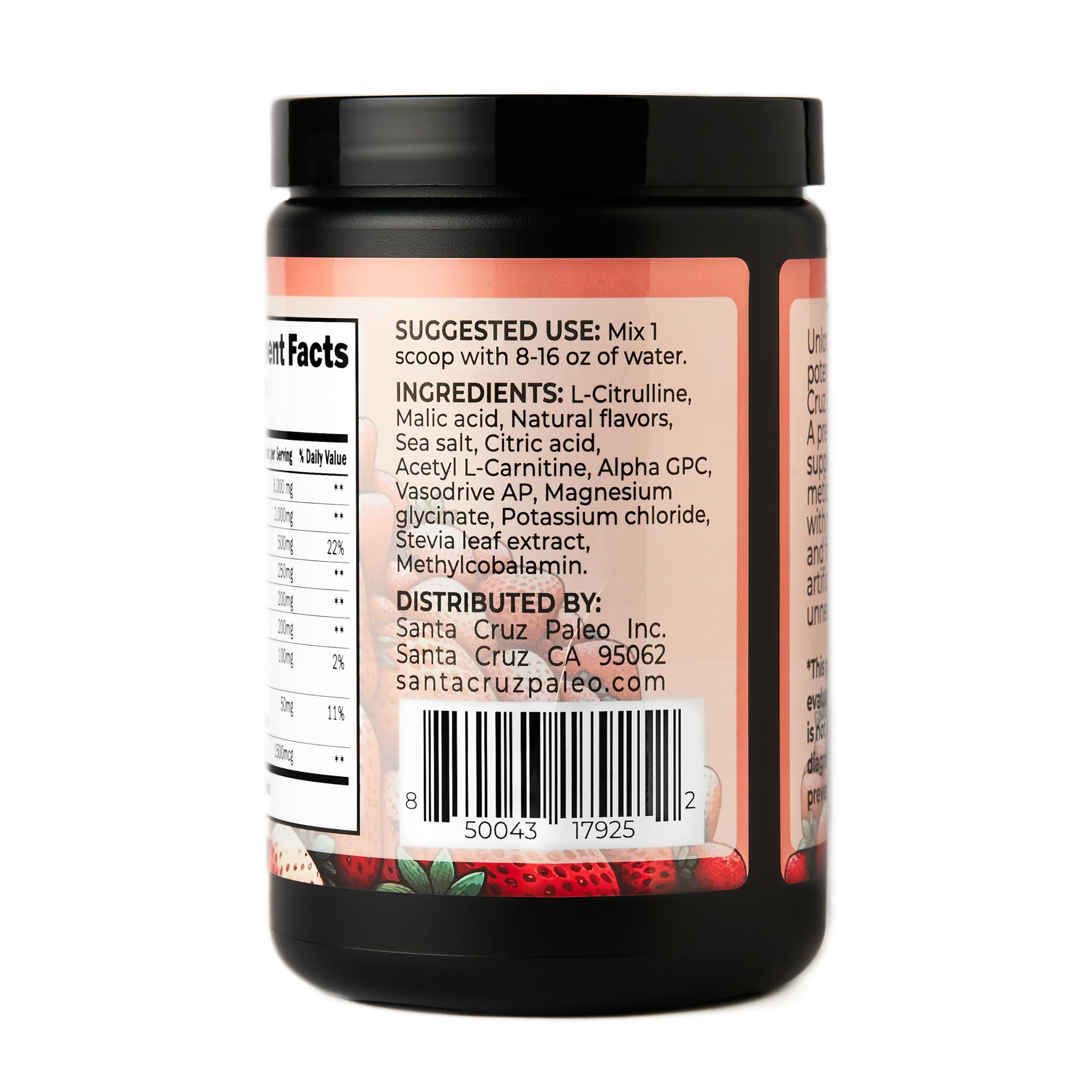 Santa Cruz Paleo strawberry flavor ready to mix with water.
