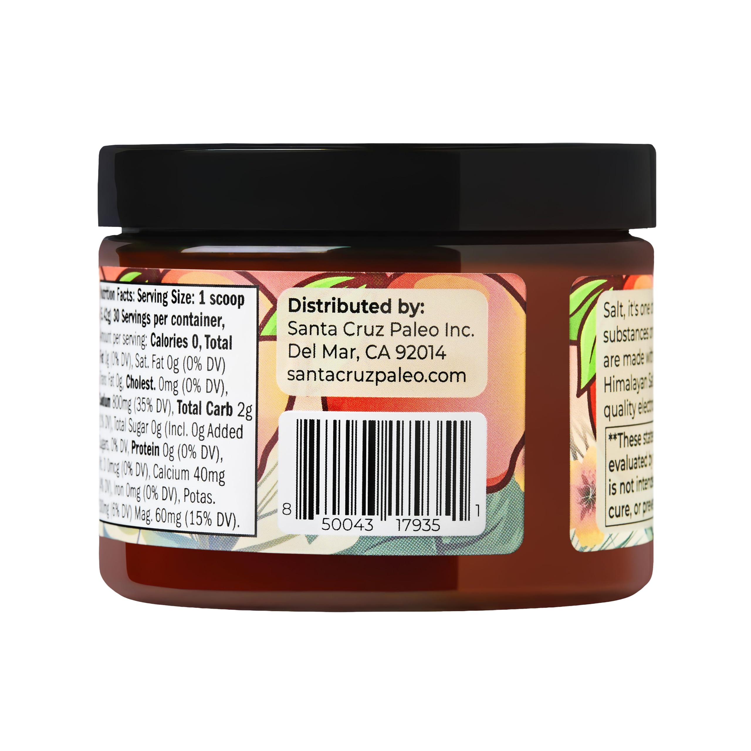 Santa Cruz Paleo Peach electrolyte being stirred into a glass of water.