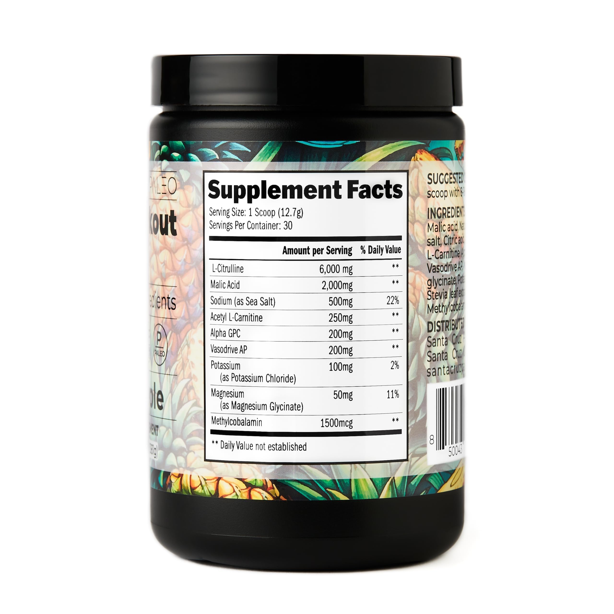 Santa Cruz Paleo sea salt electrolyte bottle supports hydration and muscle function through sweat.