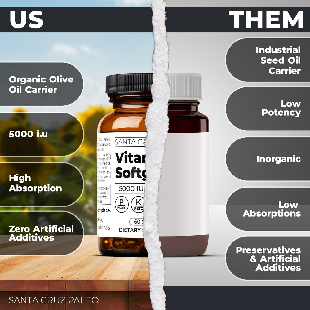 Santa Cruz Paleo Vitamin D3 with olive oil carrier supports absorption.