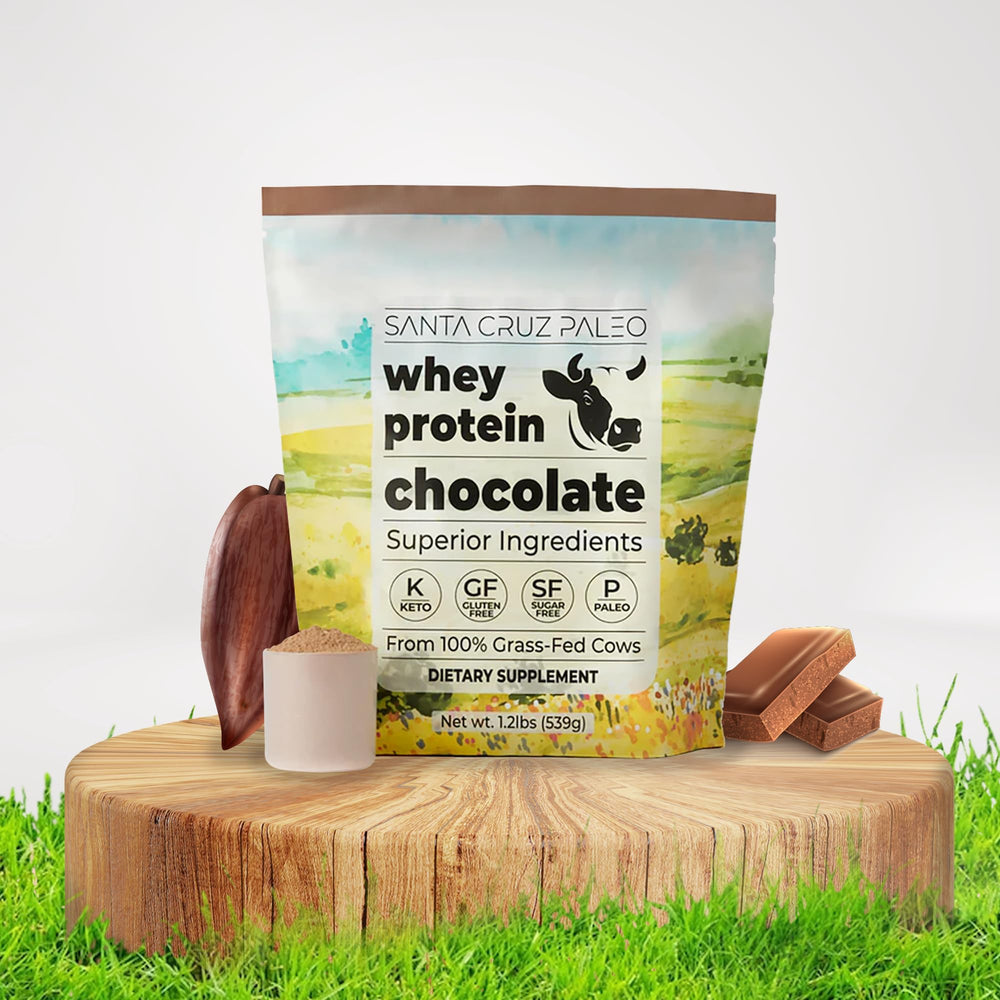 Grass-fed origin claim visible on Santa Cruz Paleo packaging