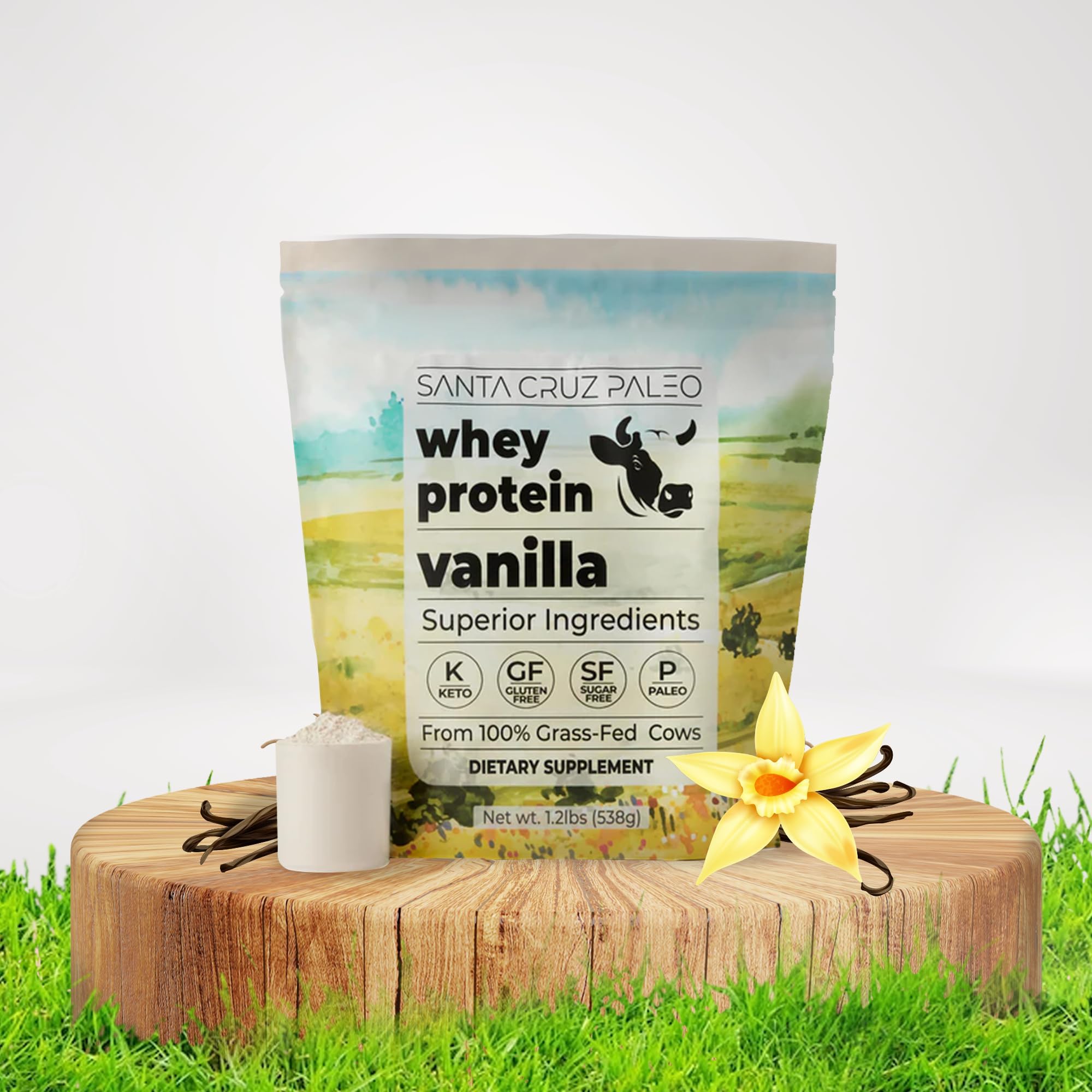 Vanilla whey shake in glass, ready for a quick snack.