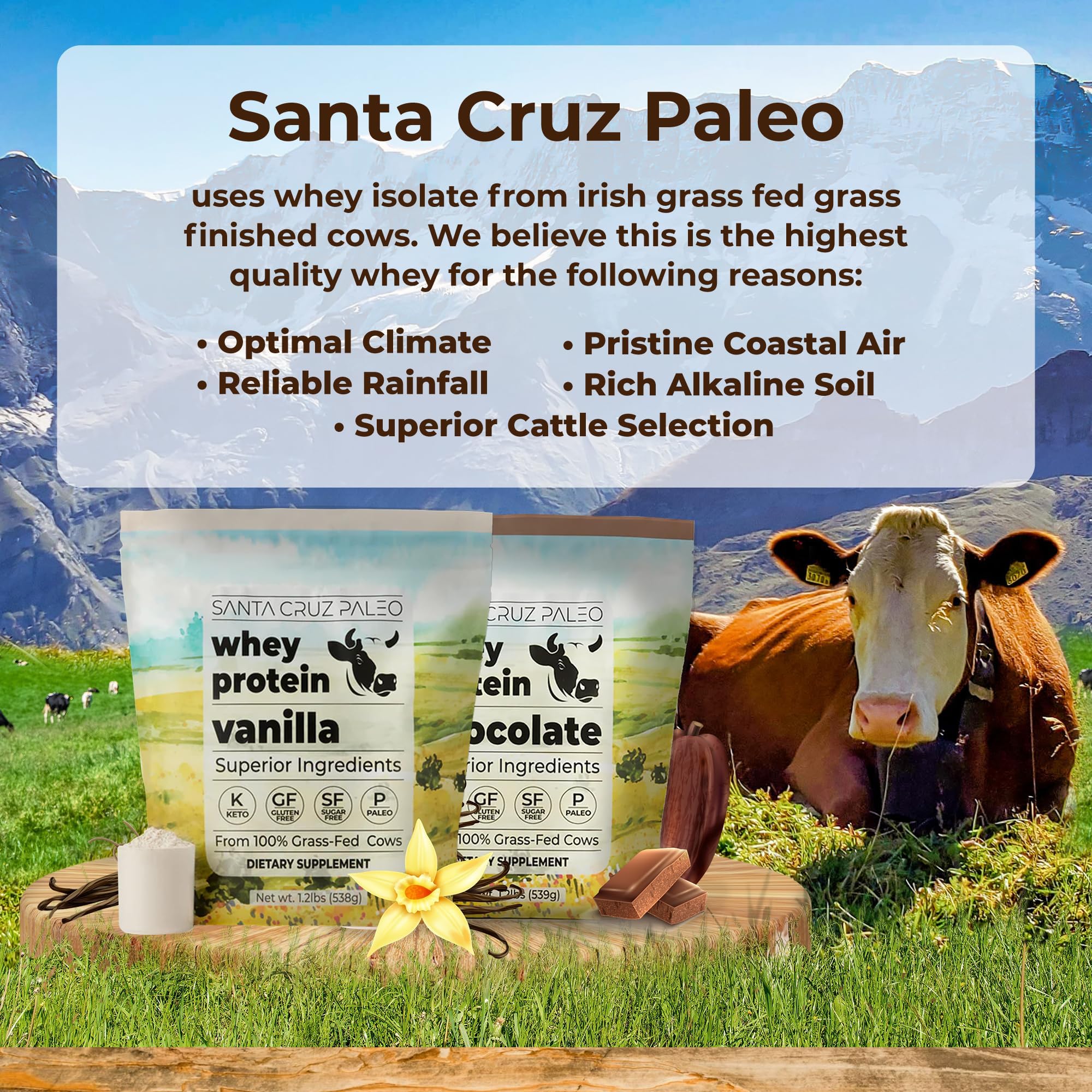 Vanilla whey smoothie with Santa Cruz Paleo for balanced nutrition and steady energy.