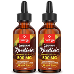Santegra rhodiola bottle pour highlights high potency and easy dosing