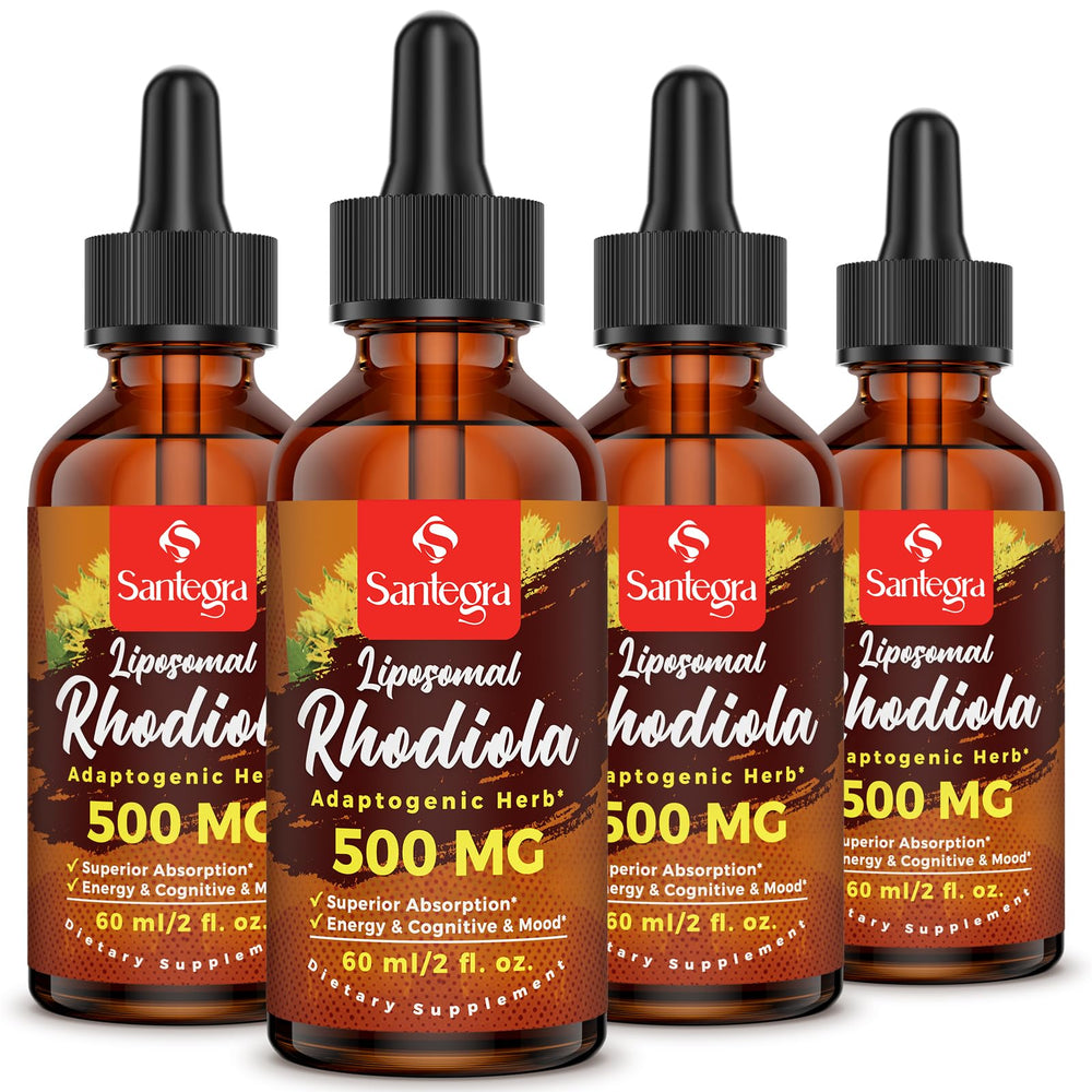 Santegra 57k liposomal rhodiola bottle shows high-potency adaptogenic formula.