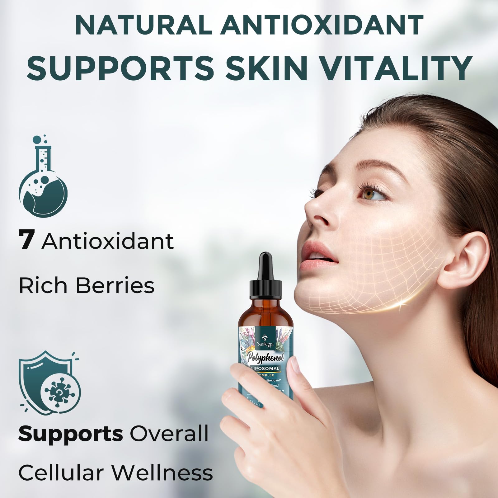 Santegra polyphenols being added to a drink for easy usage in daily routine.