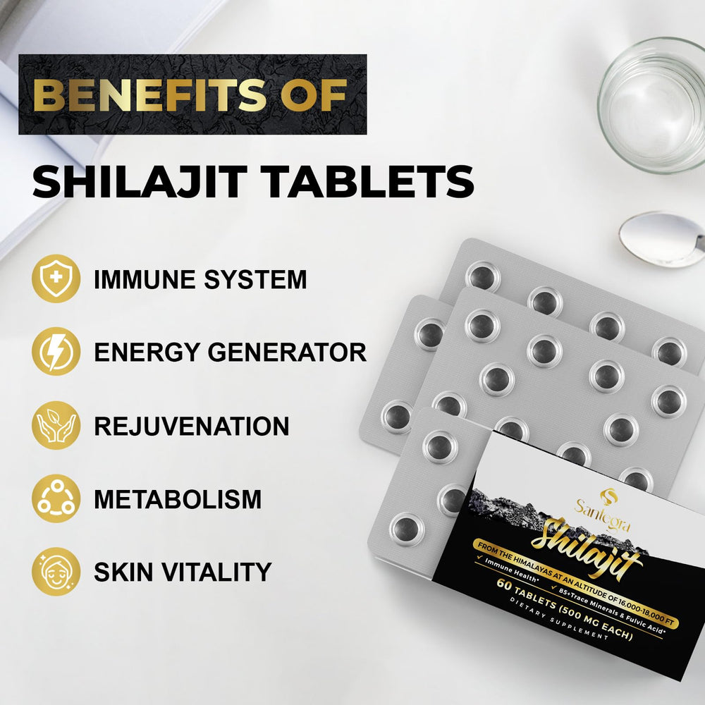 Santegra Shilajit tablets are easy to swallow for on-the-go use.
