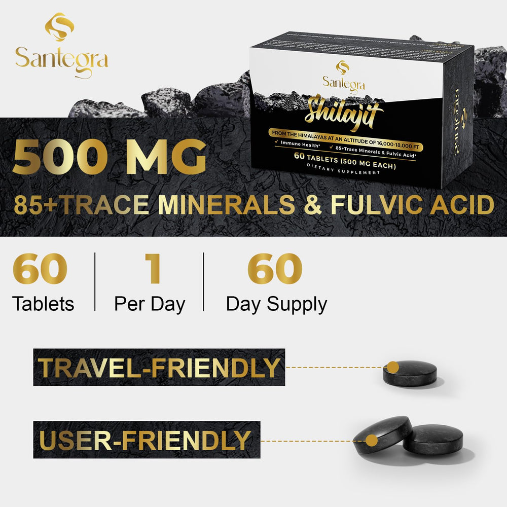 Organic Himalayan source emphasizes purity and natural provenance of Santegra Shilajit.