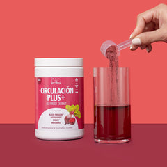 Santo Remedio Circulacion Plus cherry flavor close-up suggesting refreshing energy.