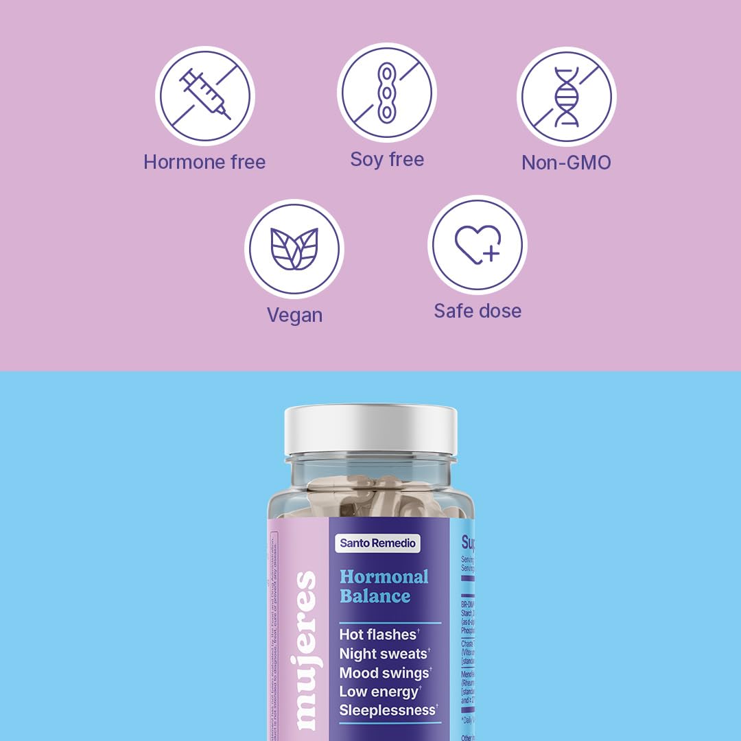 Santo Remedio Hormonal Balance ingredient DIM close-up focusing on hormonal support.