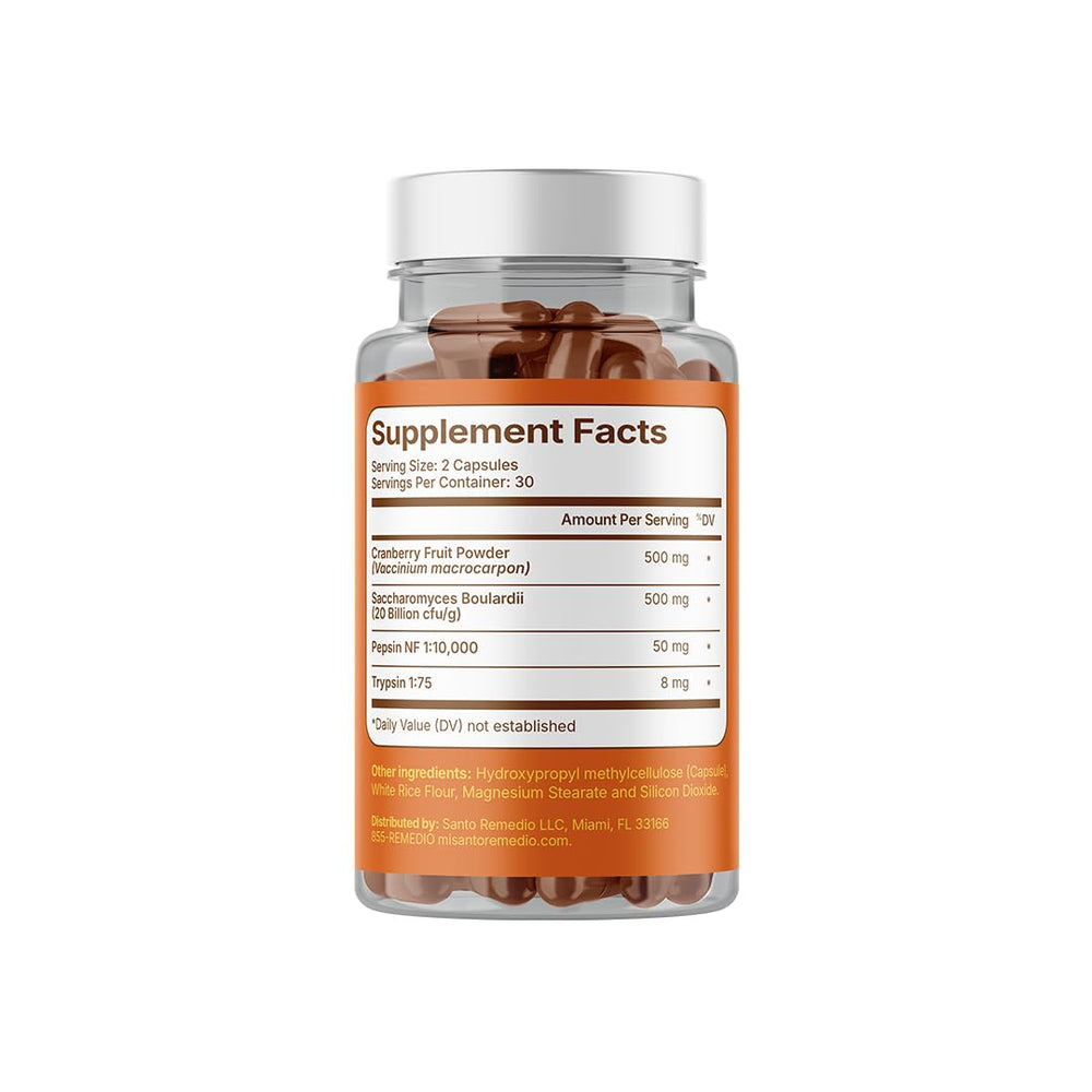 Santo Remedio packaging with instructions highlighting easy-to-use supplement
