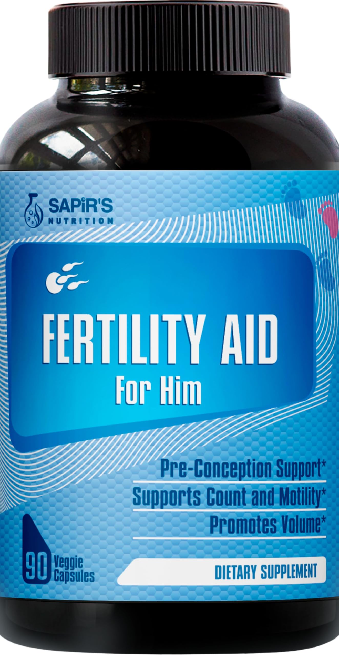 Sapir's Nutrition semen volume booster bottle to support male fertility potential.