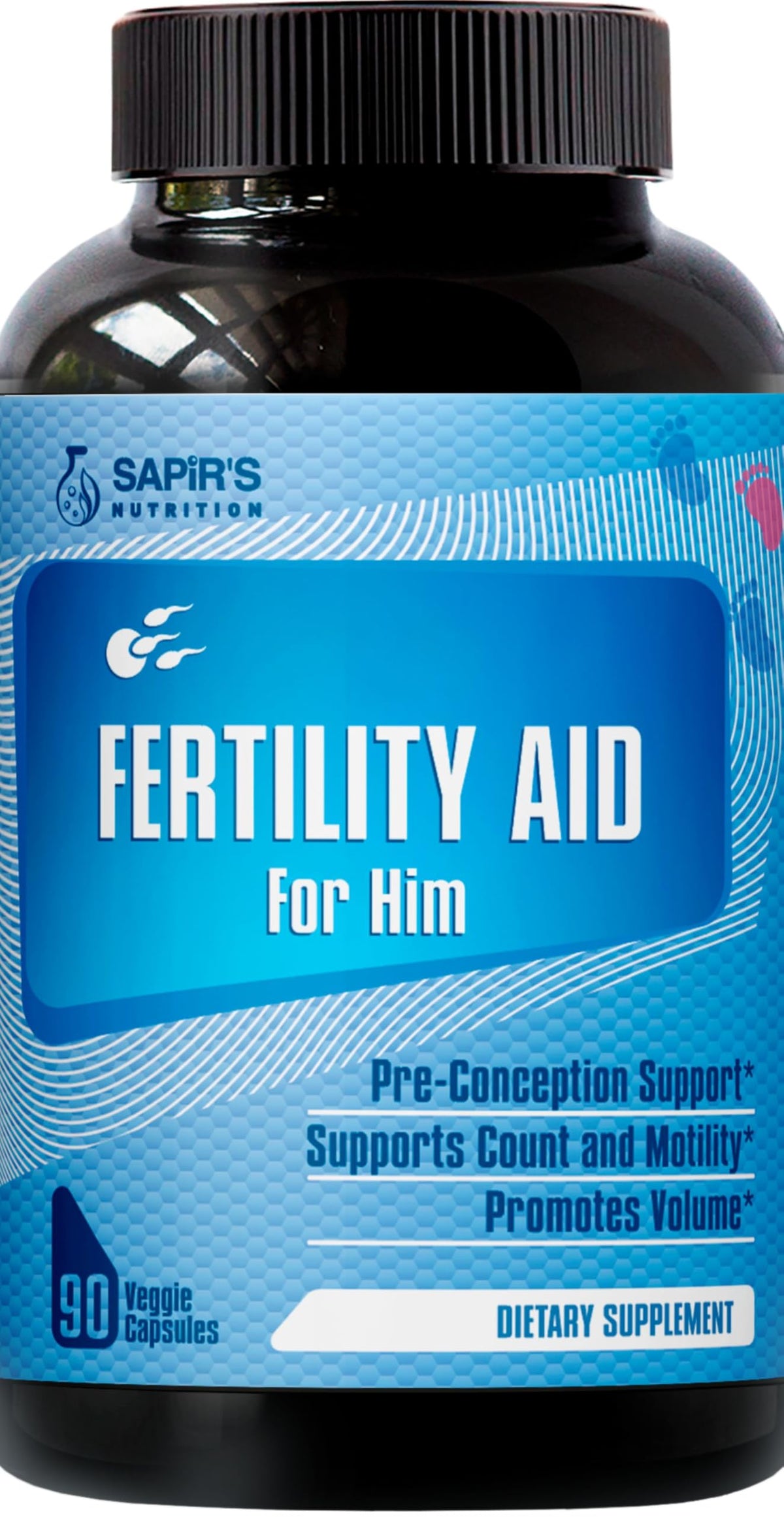 Sapir's Nutrition semen volume booster bottle to support male fertility potential.