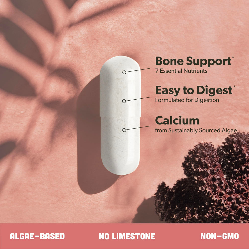 Sapling calcium supplement vegan non-GMO badge signals clean, plant-based nutrition