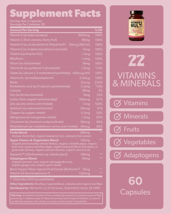 Shelf display showcasing Sapling Women’s Multivitamin for everyday nutrition