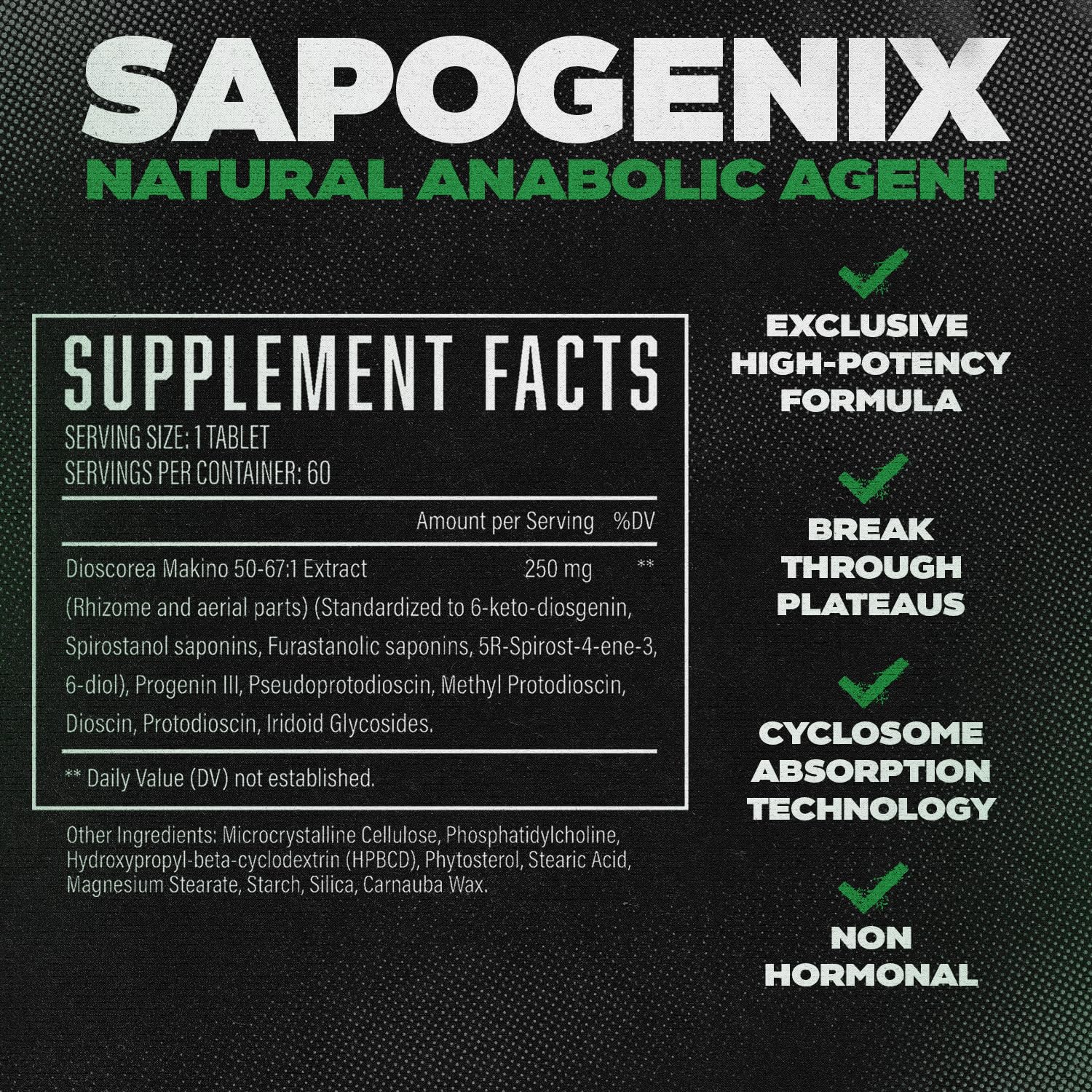 Sapogenix anabolic activator capsules close-up for high-potency plant-based muscle support.