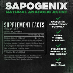Sapogenix anabolic activator capsules close-up for high-potency plant-based muscle support.