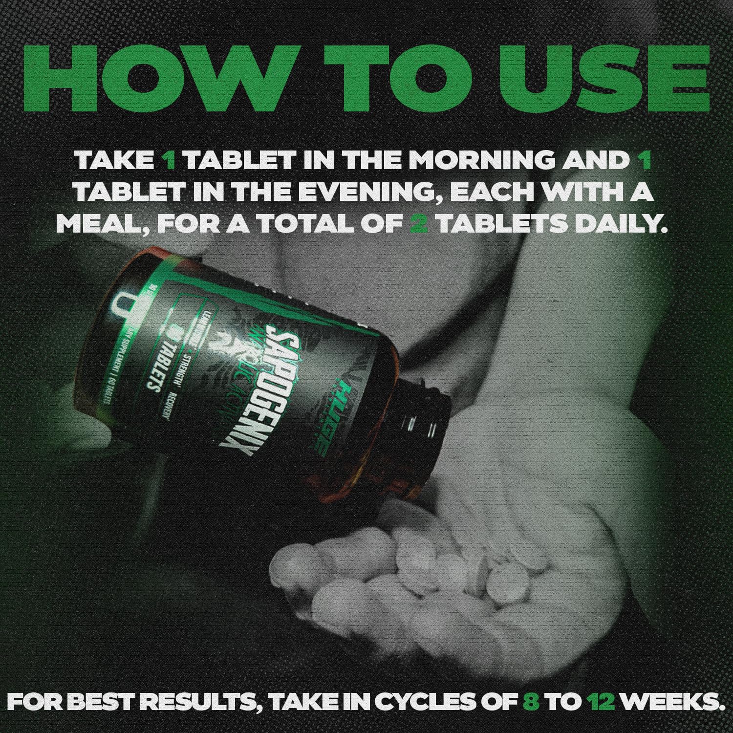 Sapogenix daily-dose serving visual suggesting easy integration into workouts.