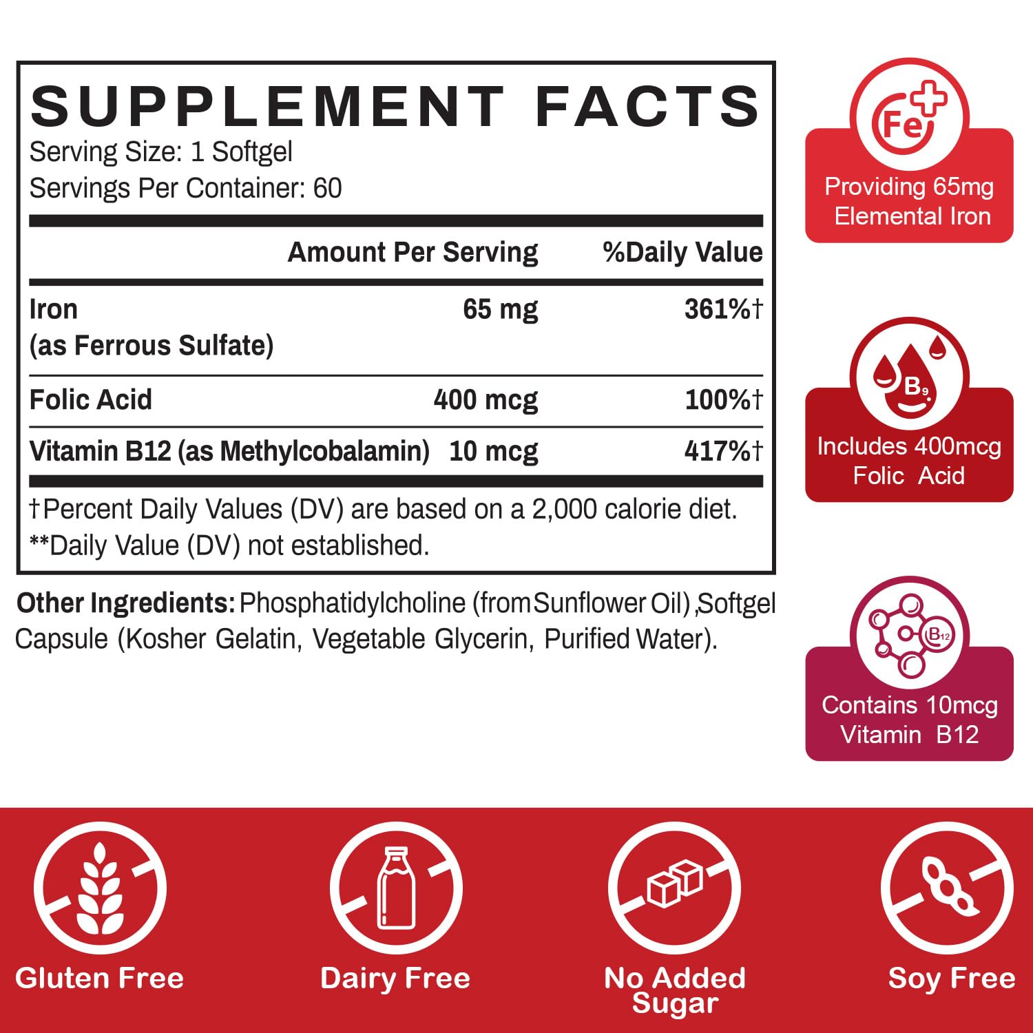 Sapotax Liposomal Fe iron softgel closeup shows easy-to-swallow design