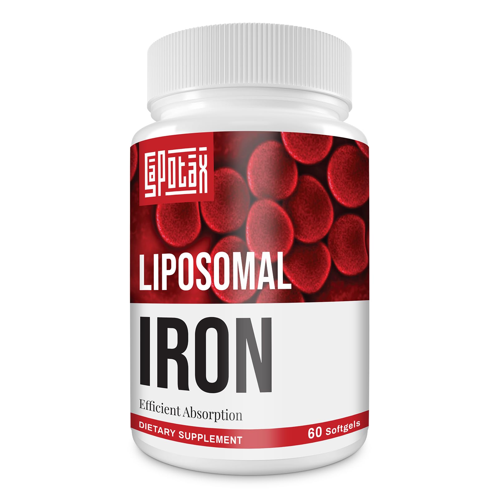 Sapotax Liposomal Fe iron softgels bottle supports daily energy and wellness for adults