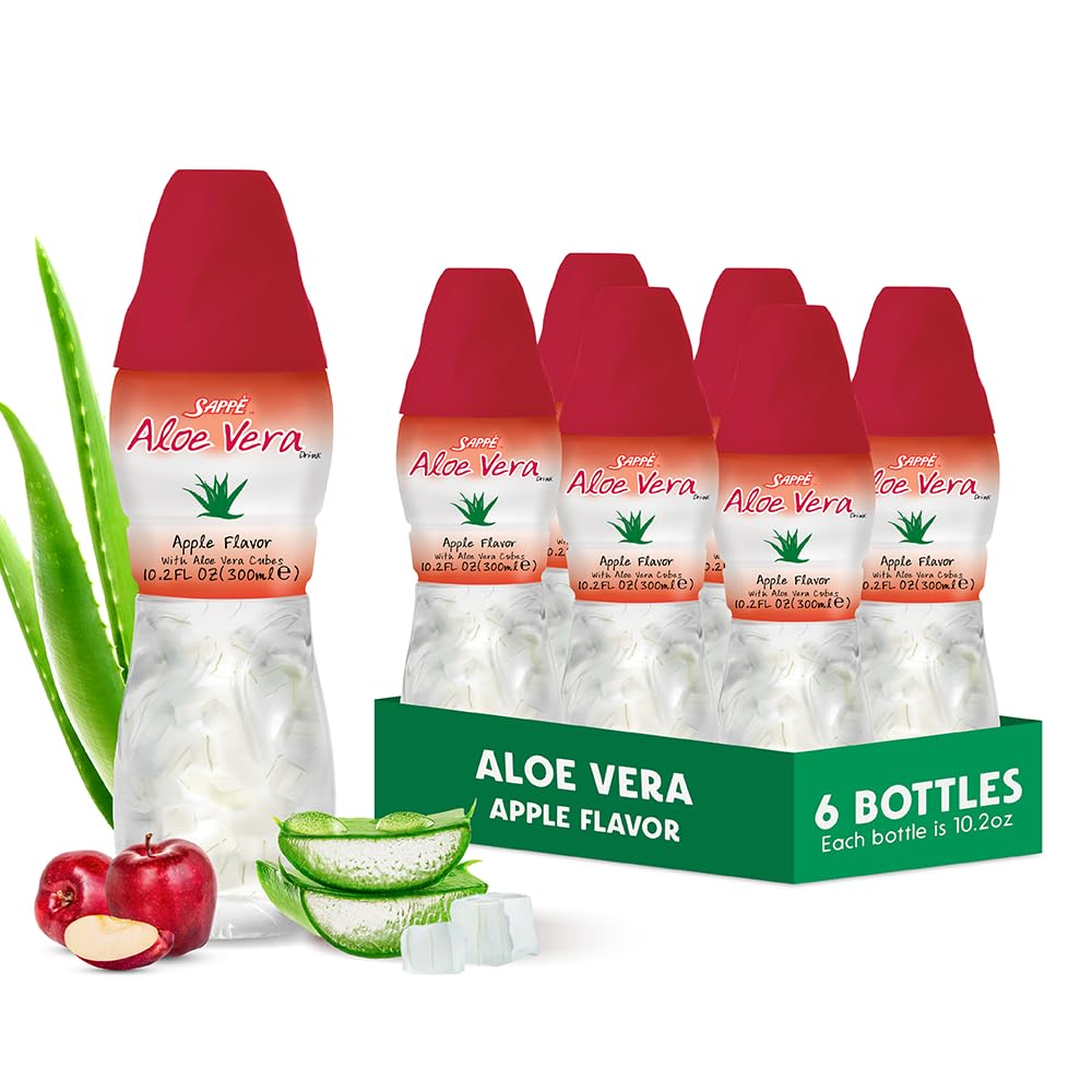 Sappe Aloe Apple juice with big pulp chunks for chewy hydration.
