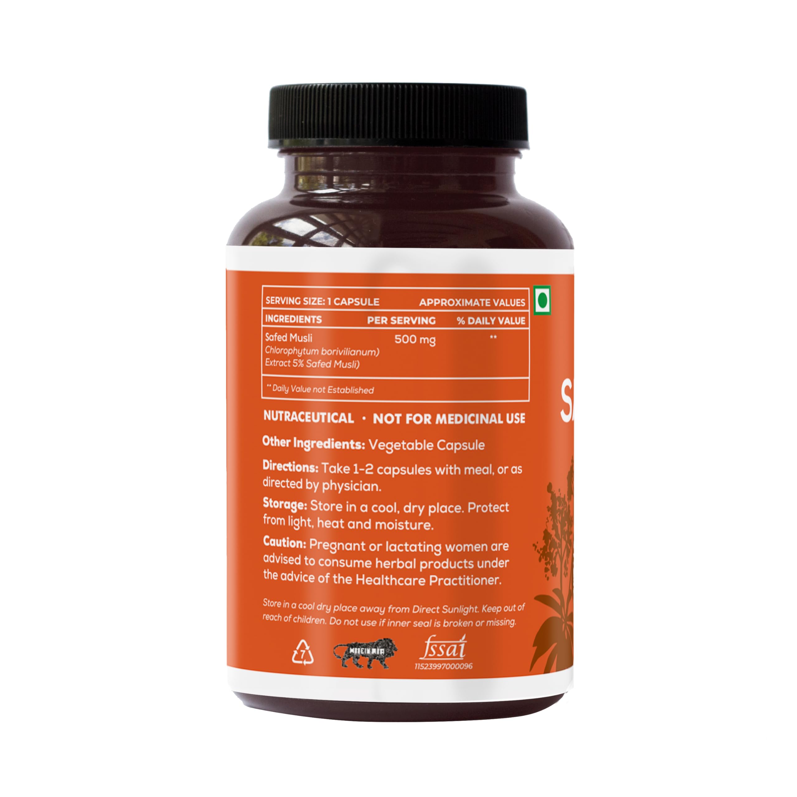 Capsules in hand showing portable wellness option from SAPTAMVEDA Safed Musli.