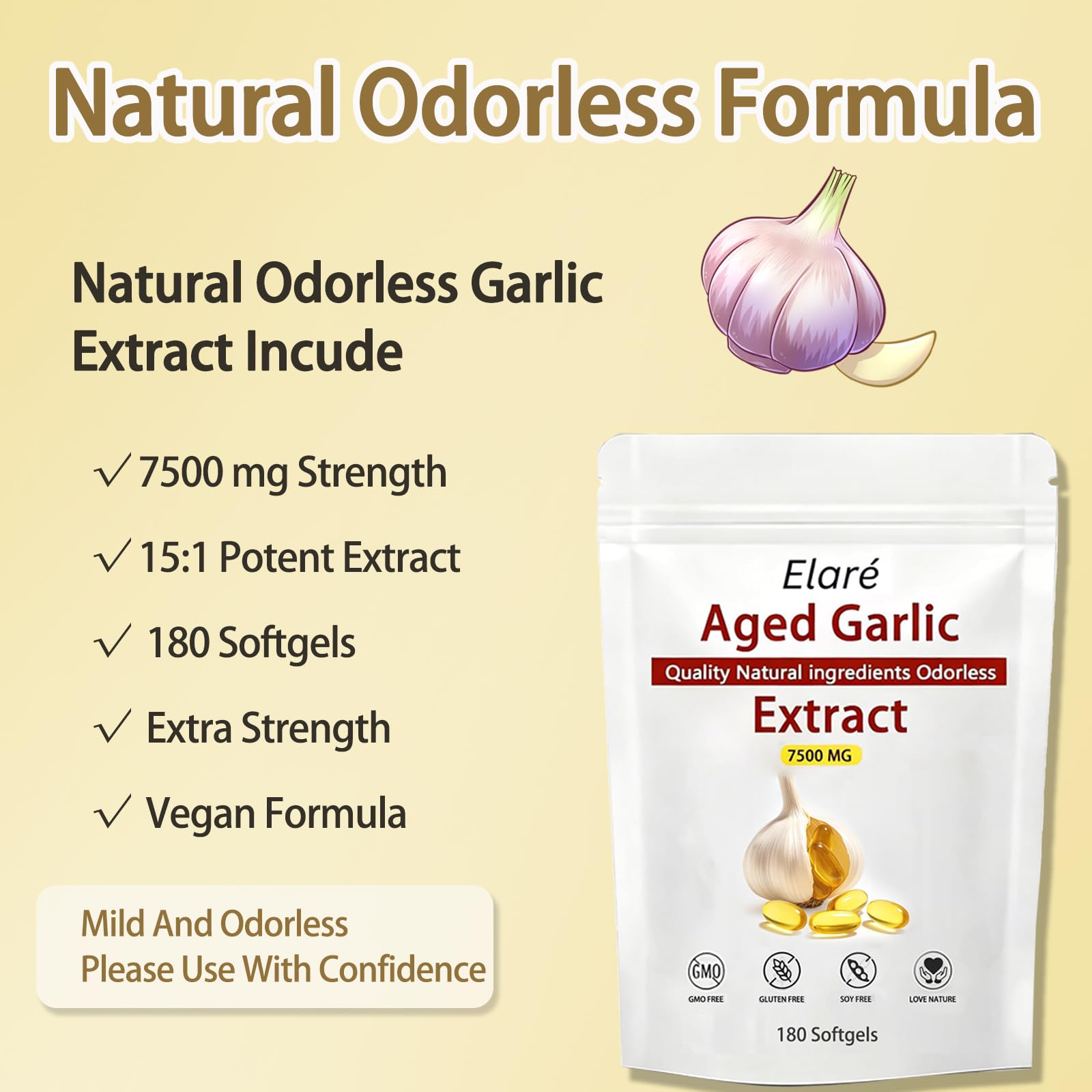 SAPURAIS Elare odorless garlic capsules on-the-go blister pack, travel-friendly