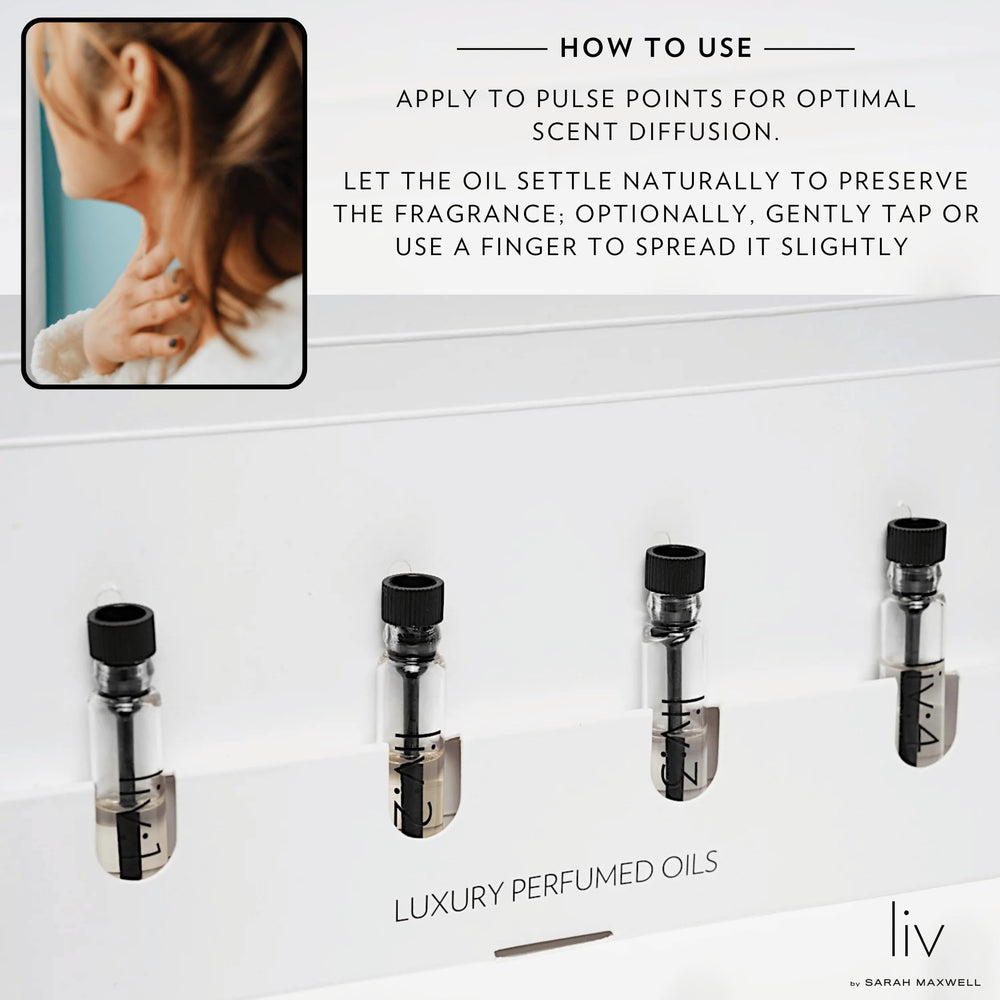 LIV uses 100 percent essential oils and absolutes in blends