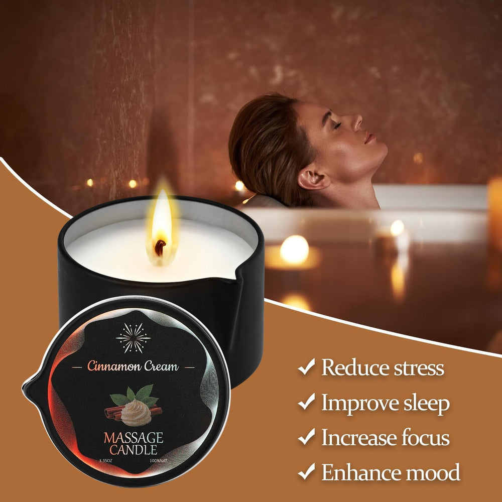 Sariiraw massage candle cinnamon cream scent for cozy evenings.
