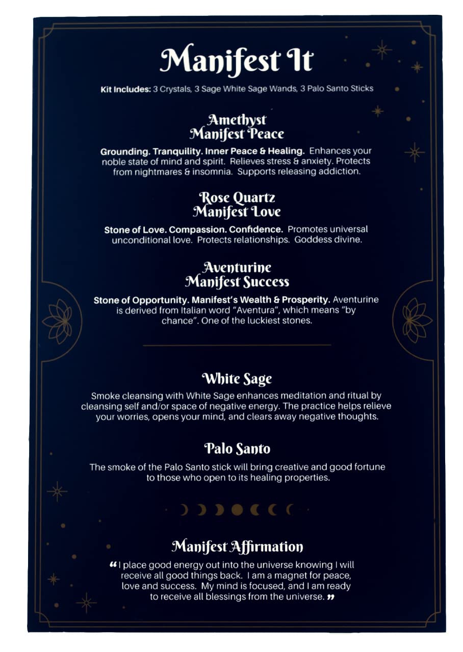 Sarimoire Manifest It Kit crystal stones set for ritual energy and mindful manifestation