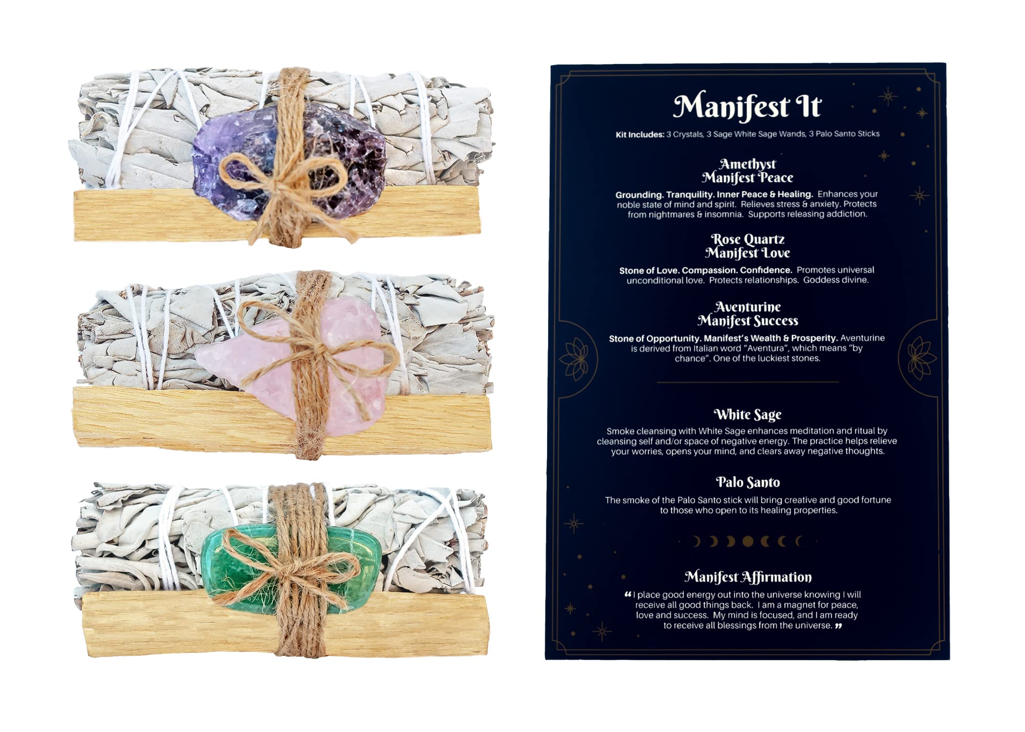 Sarimoire Manifest It Kit Palo Santo sticks for purifying environments and elevating intention