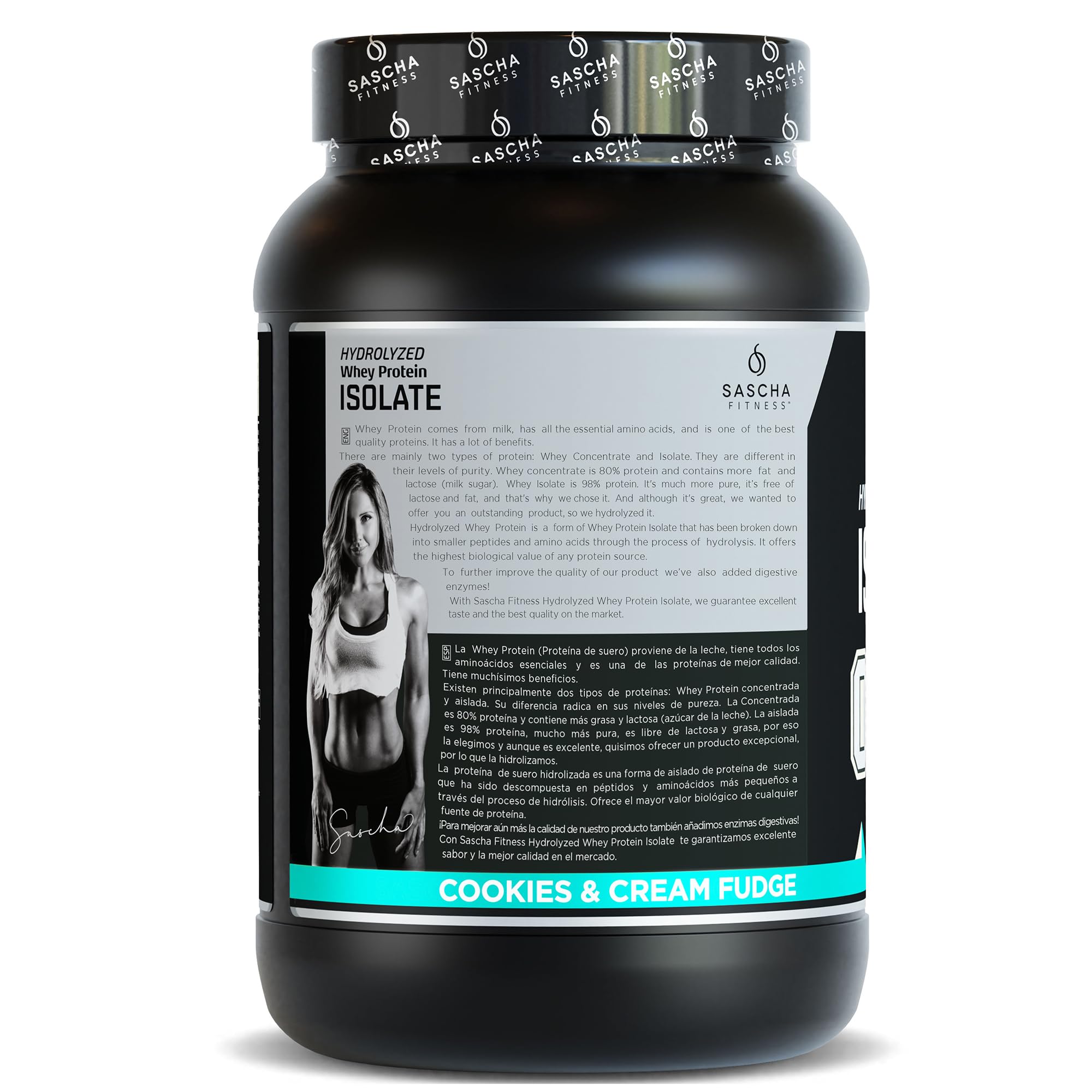 SASCHA FITNESS hydrolyzed whey isolate scoop cookies cream for convenient post-workout fueling