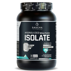 SASCHA FITNESS hydrolyzed whey isolate tub cookies cream for fast protein delivery