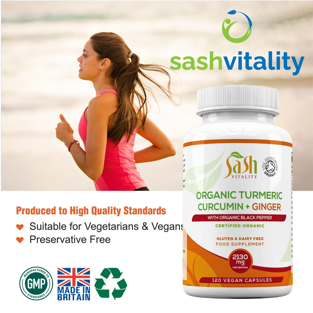 SASH Vitality label close-up showcases UK GMP and Vegetarian Society certifications