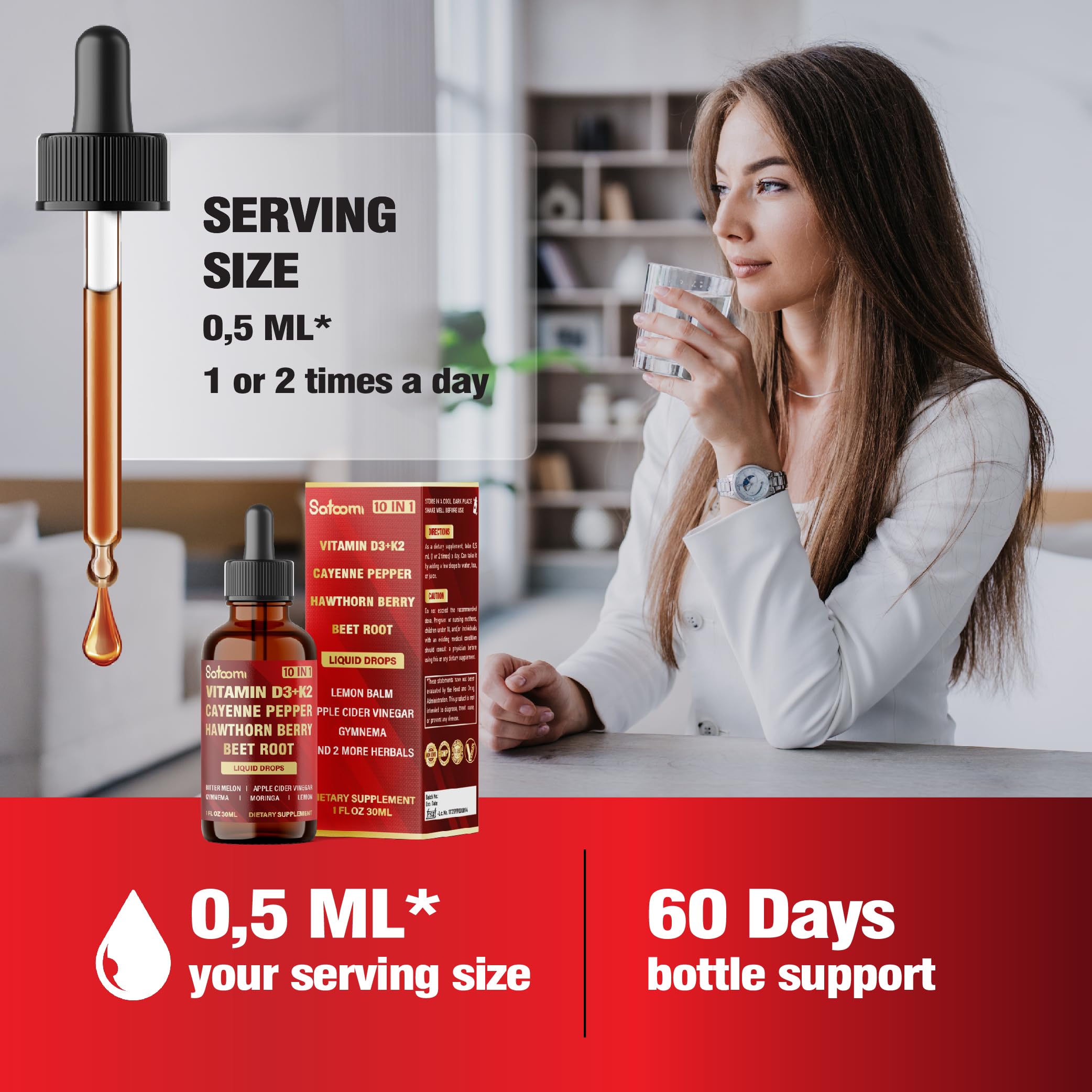 Satoomi 10in1 bottle on kitchen counter for daily routine