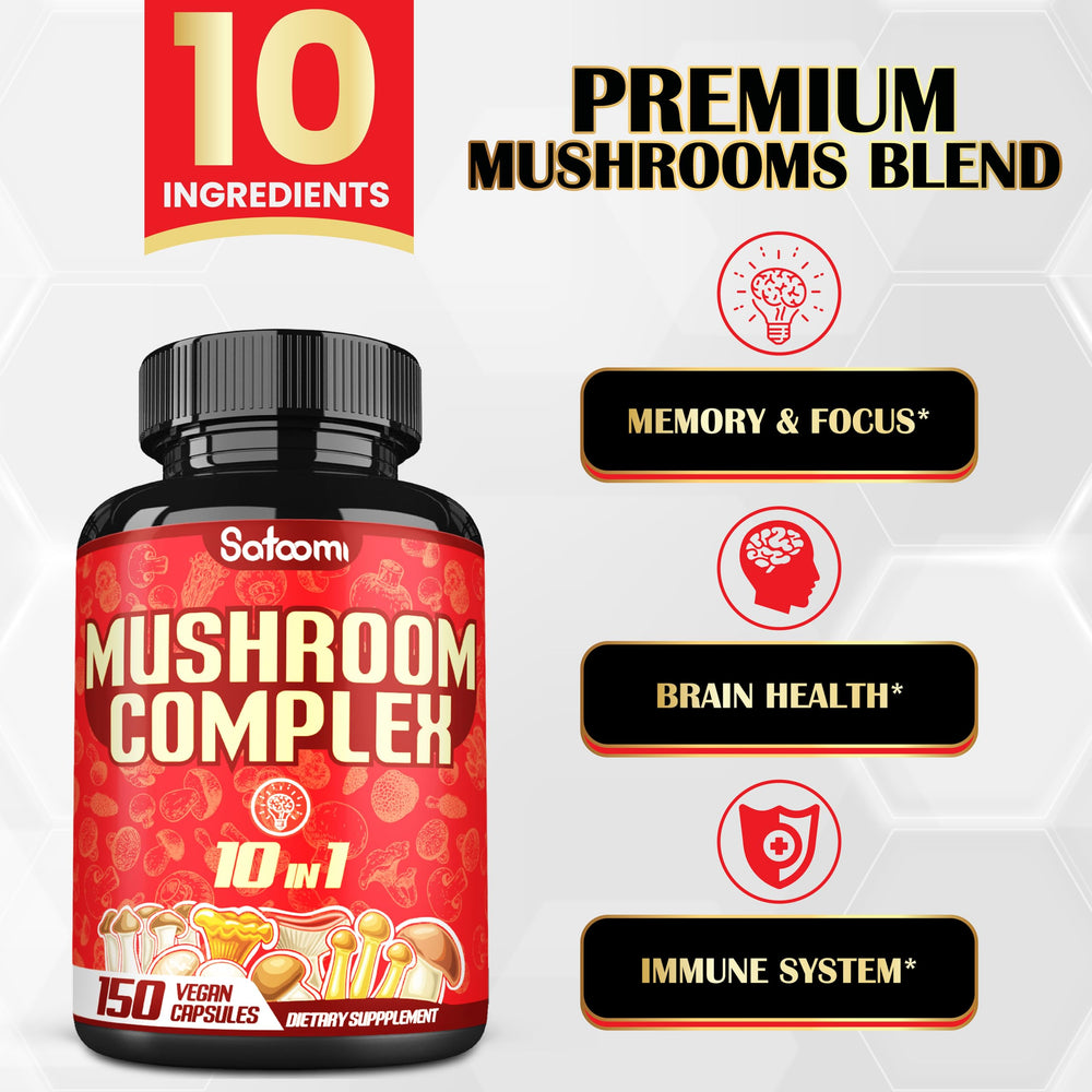 Satoomi label ingredients list highlights Lions Mane and Cordyceps.