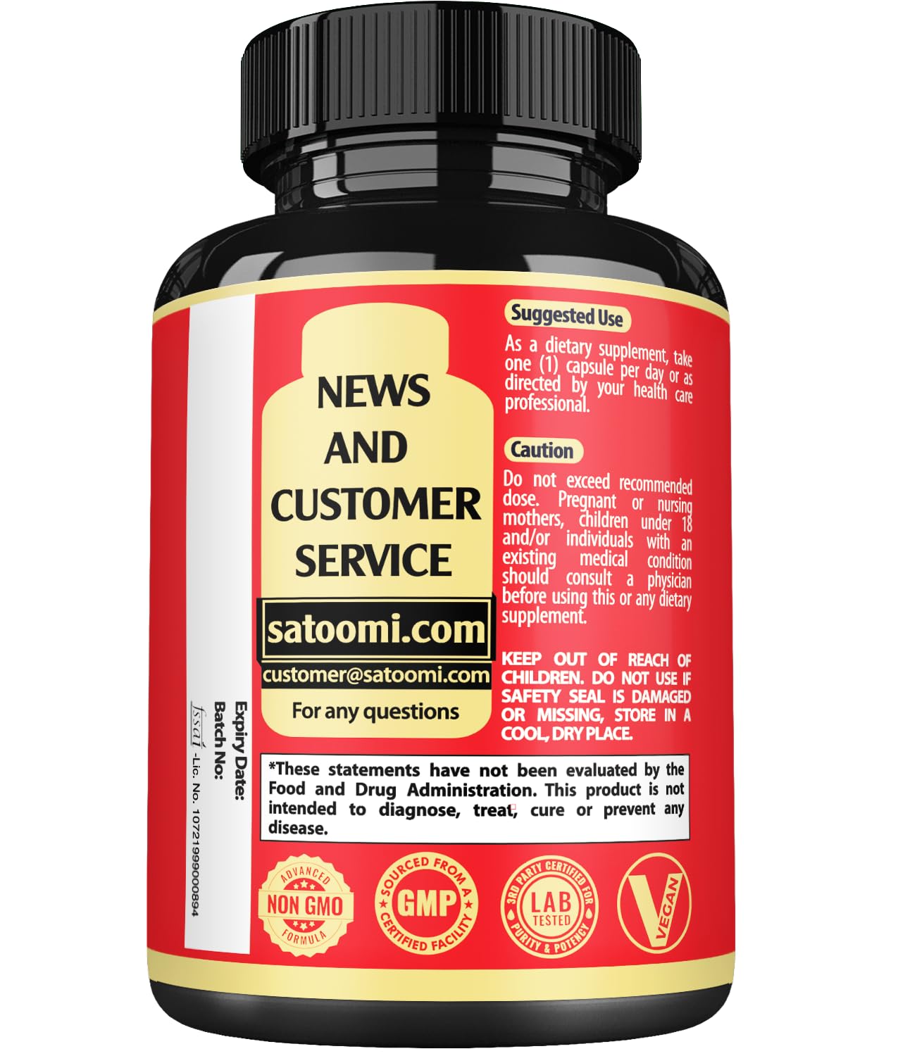 Vegan, non-GMO icons on label.