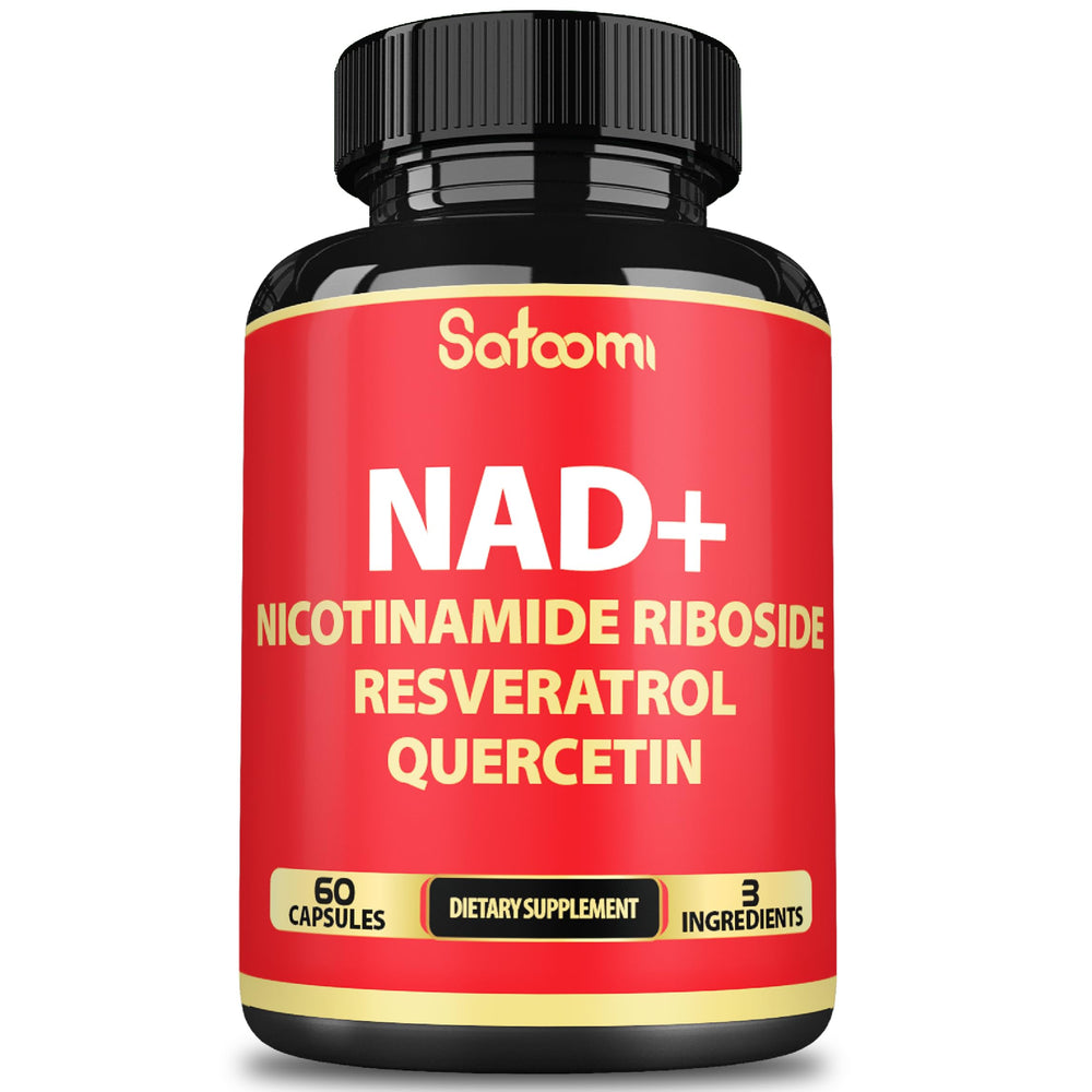 Satoomi NAD supplement bottle front view for daily energy support.