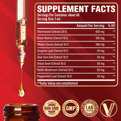 Satoomi wormwood drops pour highlights convenient daily intake.