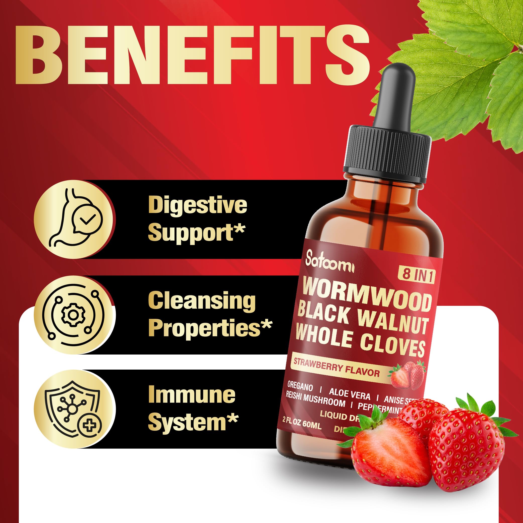Satoomi wormwood ingredients display on box for balanced wellness routine.