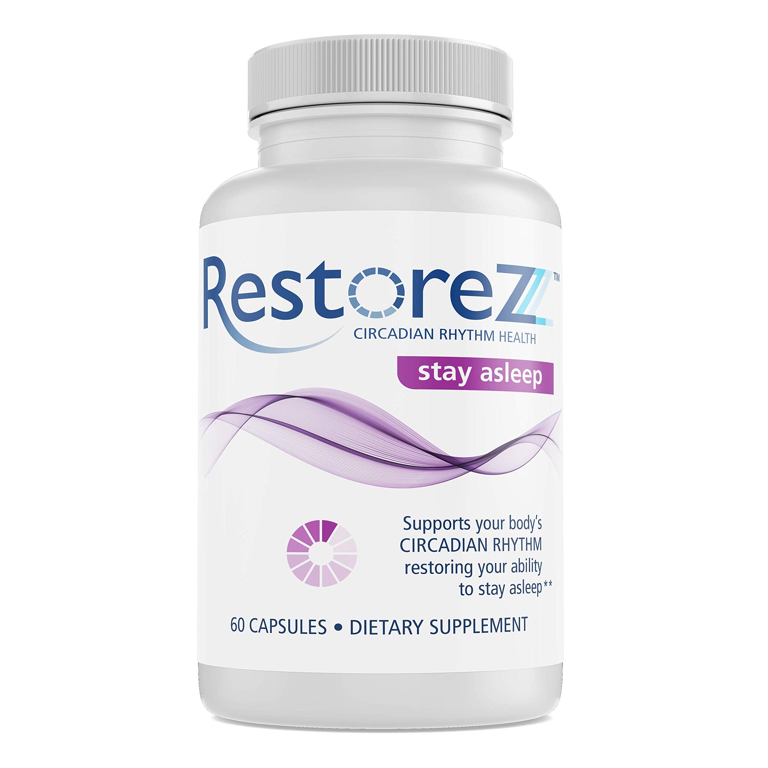 Savant Science RestoreZ Stay Asleep bottle promoting restful, non-habit sleep support.