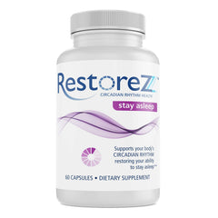 Savant Science RestoreZ Stay Asleep bottle promoting restful, non-habit sleep support.