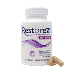 Savant Science RestoreZ Stay Asleep capsules for natural sleep support.