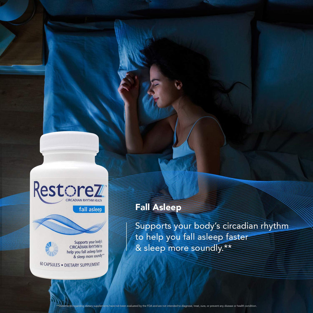 Glass of water and RestoreZ bottle ready for nightly use.