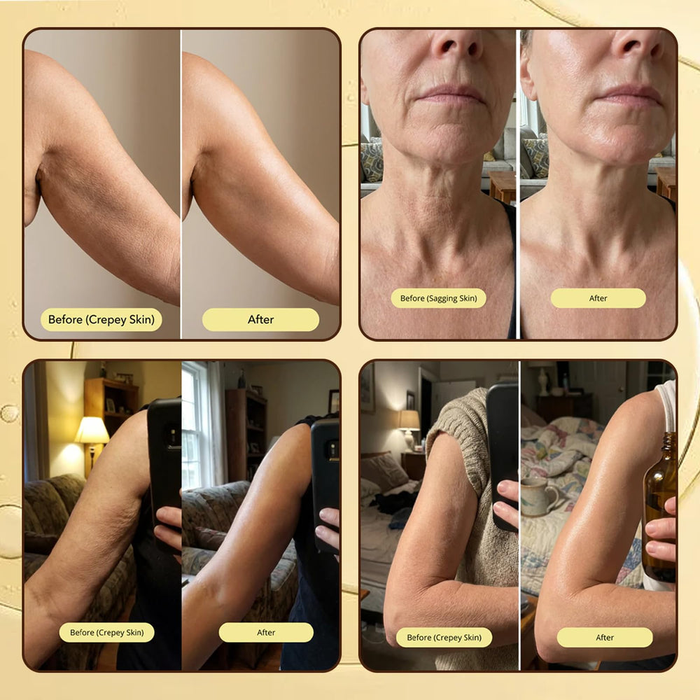 décolleté application of Savari Erae Queen Oil for hydration