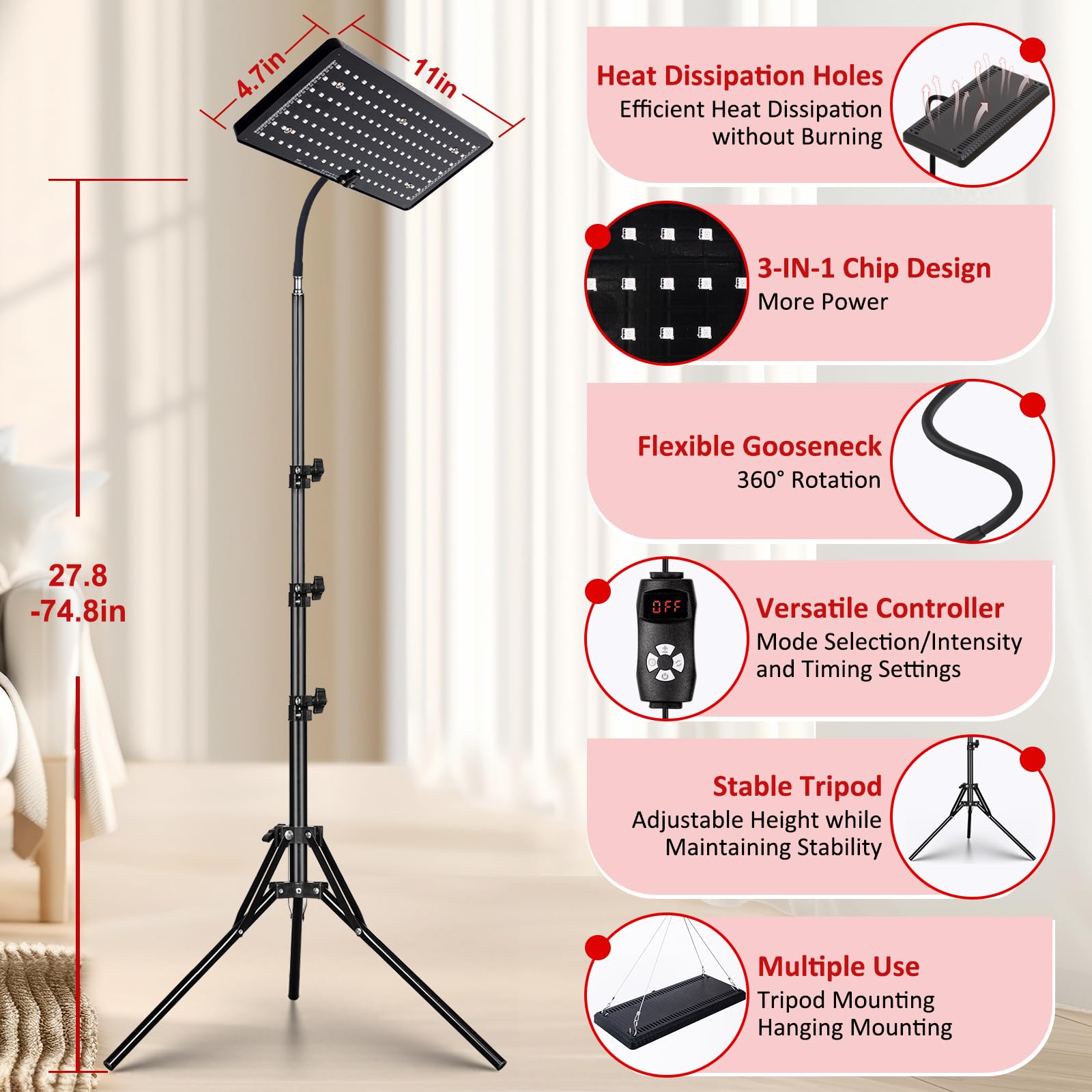 SAVILER floor-standing stand with tripod and lanyard enables versatile placement
