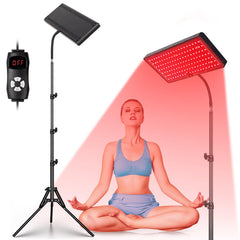 SAVILER red light therapy lamp on a stand for at-home skin care and relaxation