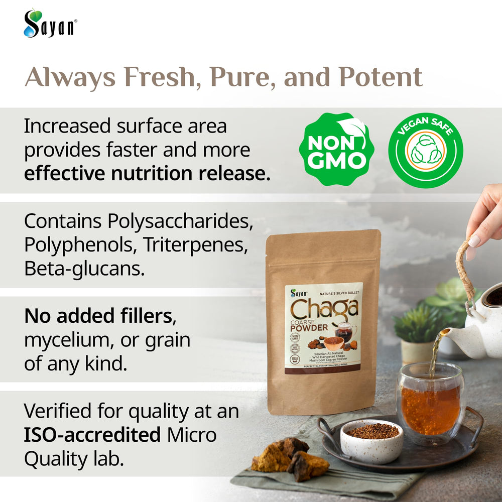 Sayan chaga scoop measure included for precise dosing in daily cups