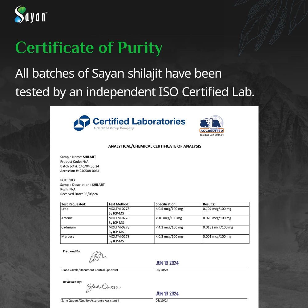 Sayan Pure Shilajit Powder packaging emphasizes clean, ethical wellness for daily energy.